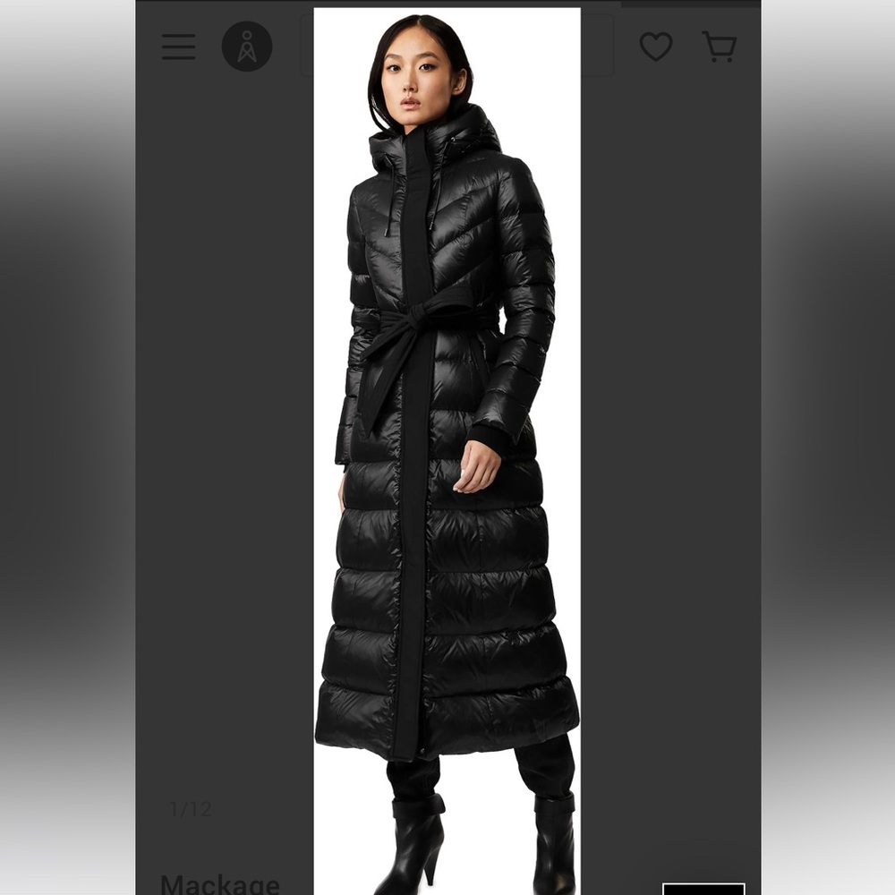 Mackage Calina Maxi Lightweight Down Coat with Sash size XS